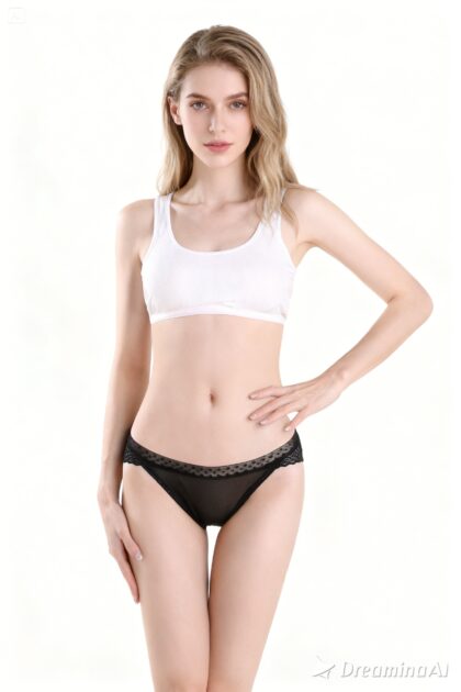 Sheer Mesh & Lace Thong High-Slit Side Design