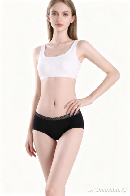 Sheer Lace Waistband Underwear Full Coverage