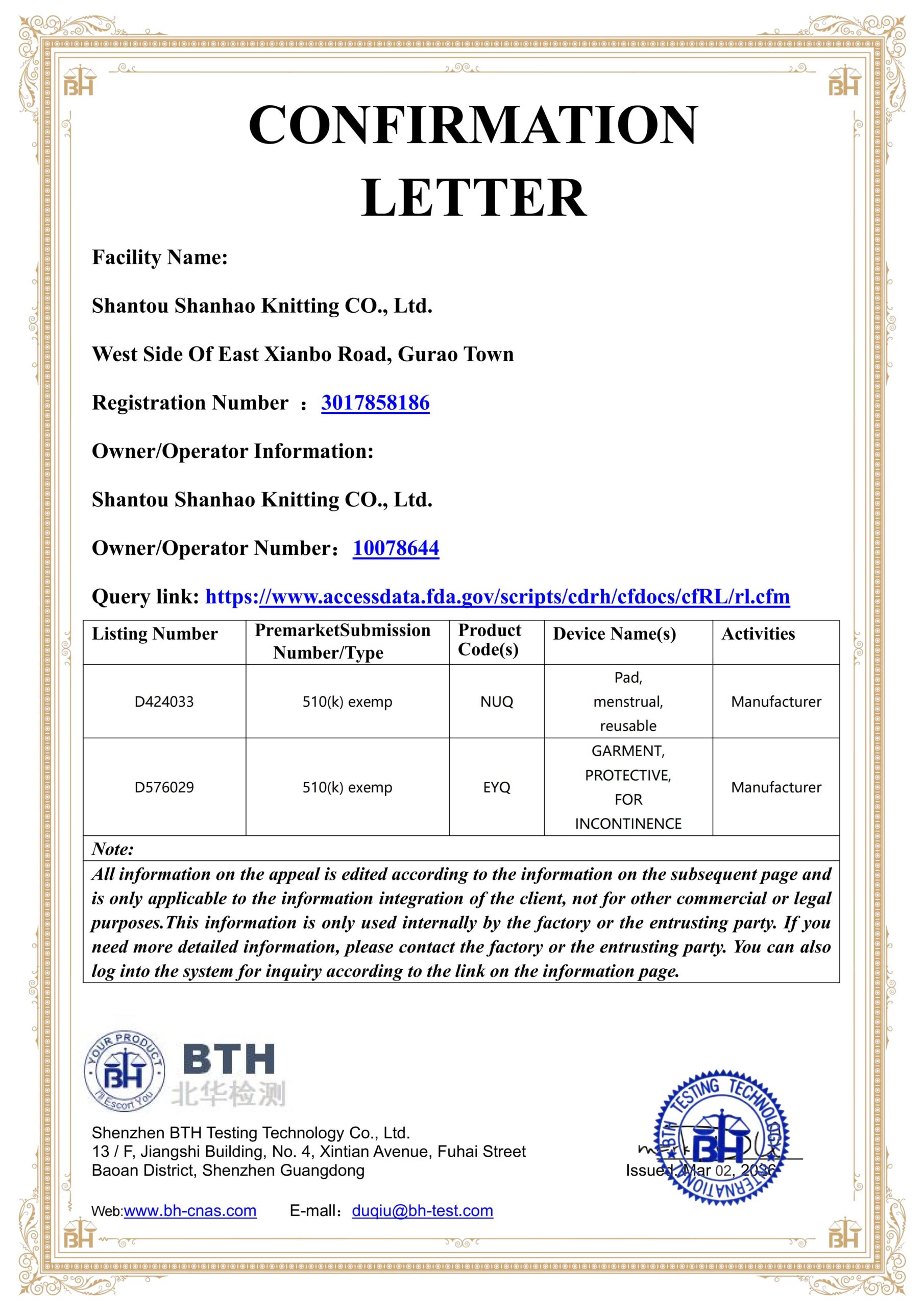 FDA registration