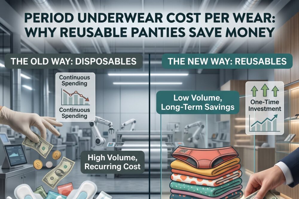 Graphic showing the cost per wear of reusable period underwear